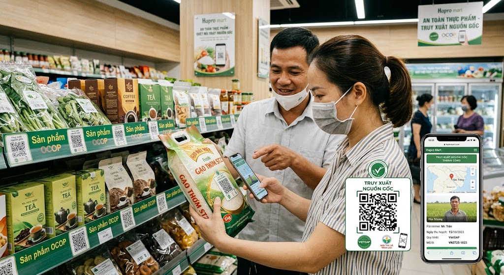 Bao bì truy xuất nguồn gốc tích hợp mã QR Code chuẩn GS1 trên màng BOPP dệt PP